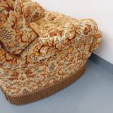 Set of 2 vintage armchairs in floral fabric with fringes from the 60s 70s