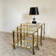 Trio of coffee tables "Nido" brass and glass Italy 70s