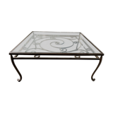 Coffee table wrought iron and glass