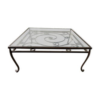 Coffee table wrought iron and glass