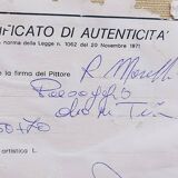 Tuscan landscape by R. Morelli, oil on canvas, late 20th century