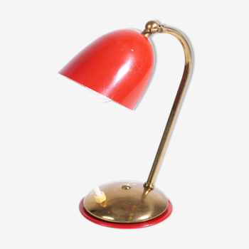 Lampe cocotte rouge et laiton