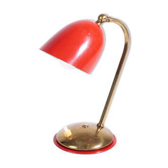 Lampe cocotte rouge et laiton