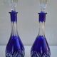 Pair of cobalt blue crystal carafes