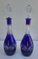 Paire de carafesen cristal bleu cobalt