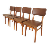 Vintage STOL Kamnik Dining Chairs (Set of 4): Mid-Century Leather Seat