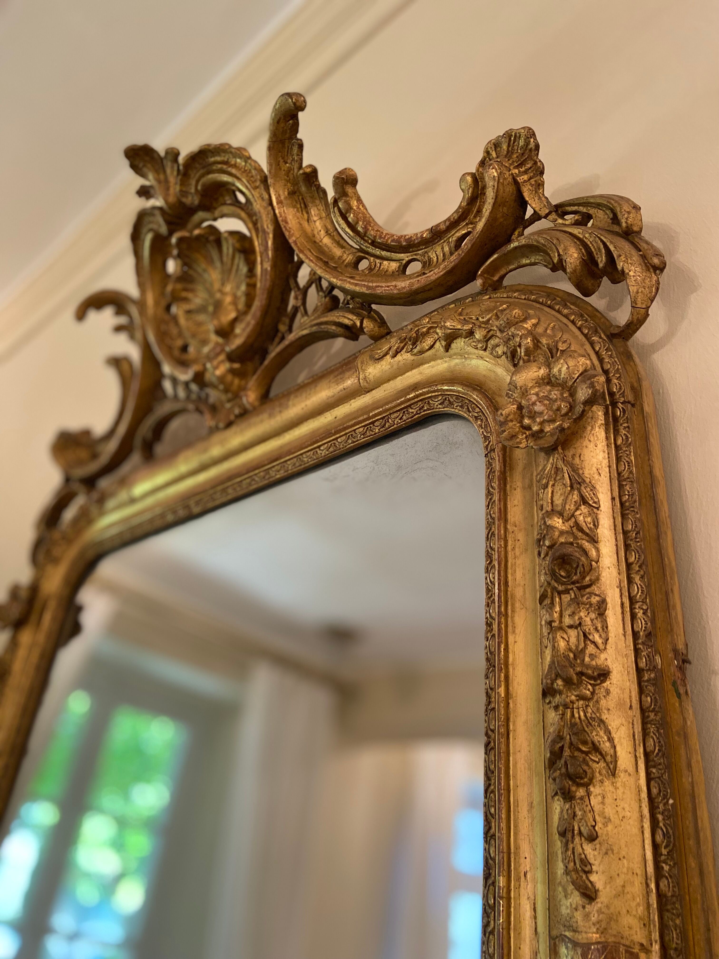 Old mercury mirror with pediment