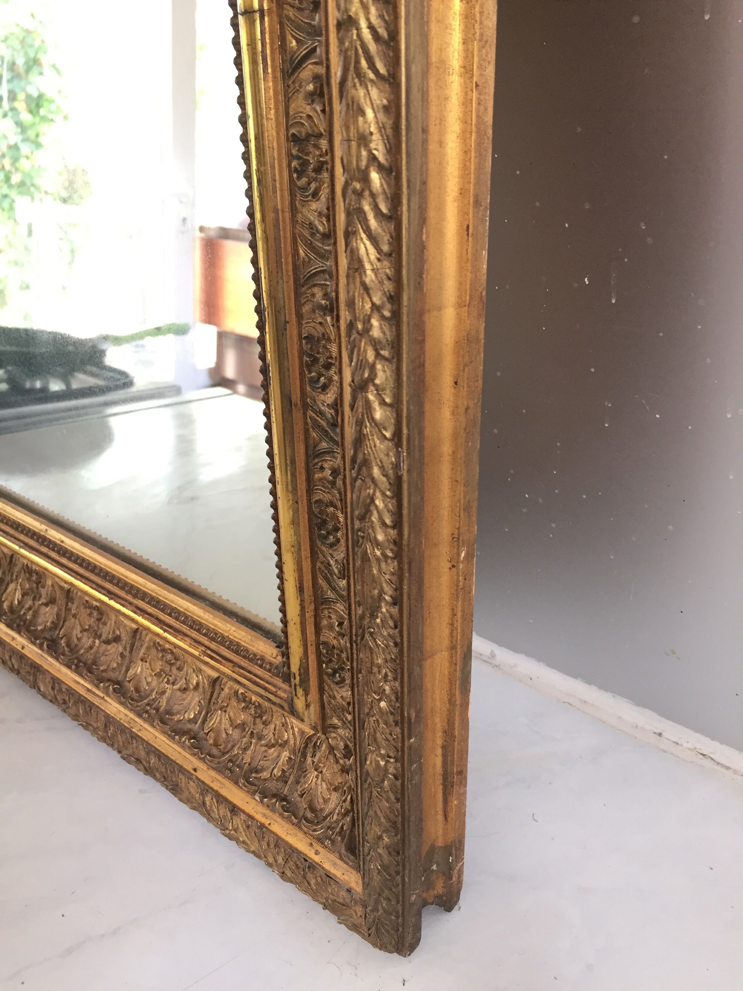 Mirror/Frame Barbizon/Wood&Stucco gilded with fine gold/XIXth
