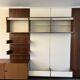 Modular Wall System in Wood Veneer, White Laminate, Glass and