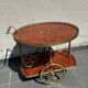 Italian marquetry and brass drinks trolley, mid-20th century
