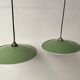 Pair of enamelled metal pendant lights