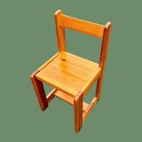 Chaise cubiste en pin massif, vers 1970