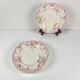 Set of 6 flat plates KG Lunéville Terre de fer, "Fontainebleau", pink, 19th century
