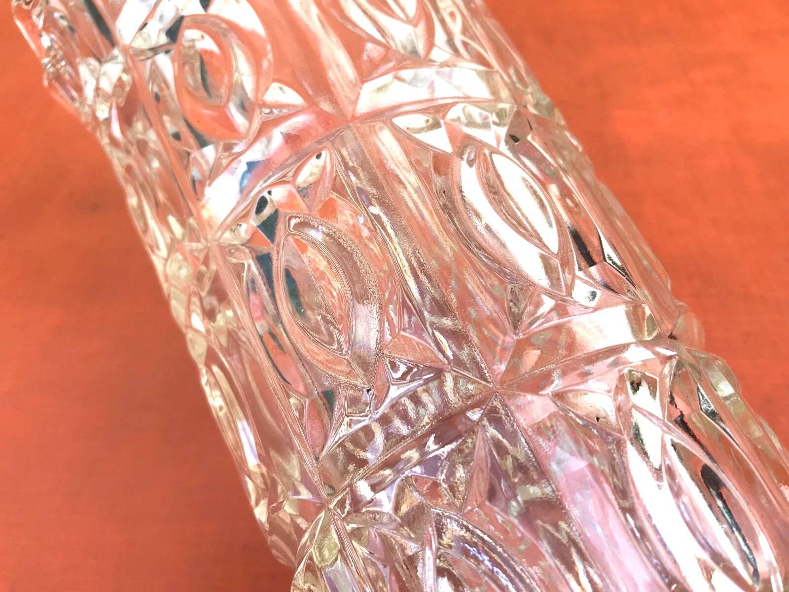 1960s Large trumpet vase Thick transparent glass