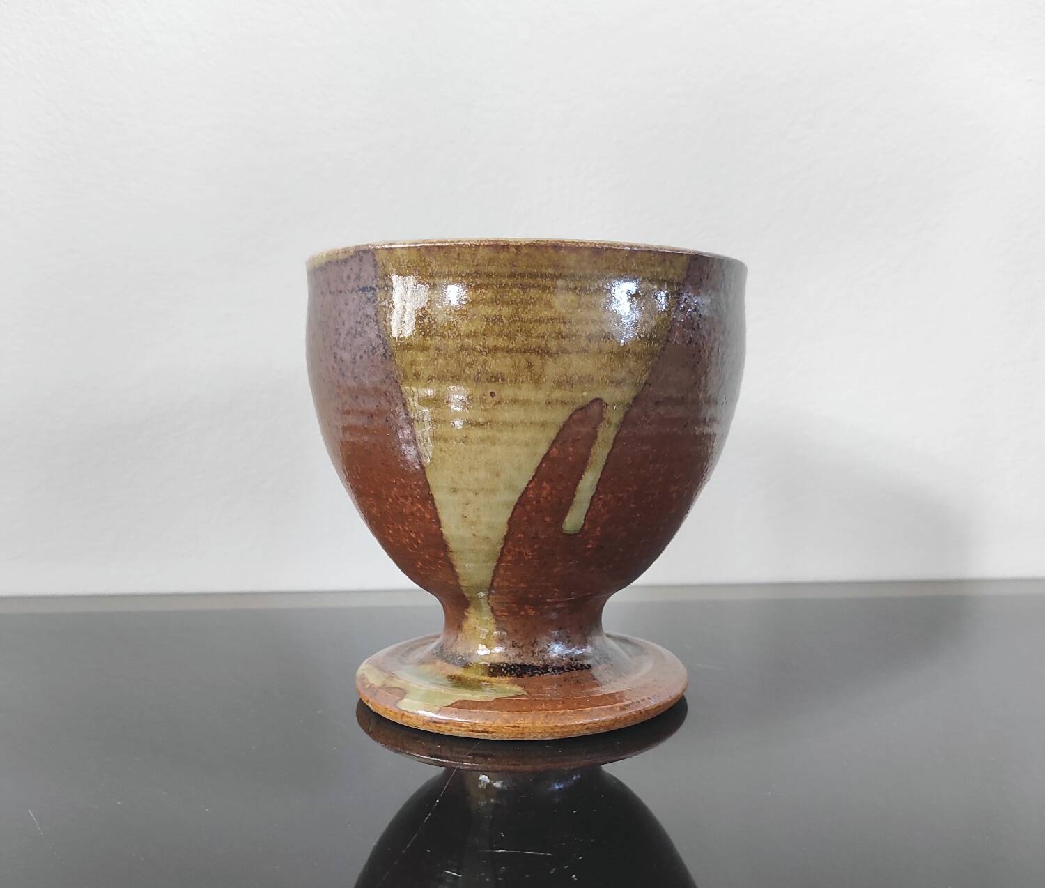 Vintage stoneware cup / high mug - Brutalist design