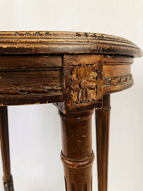 Stool in varnished natural wood Louis XVI style