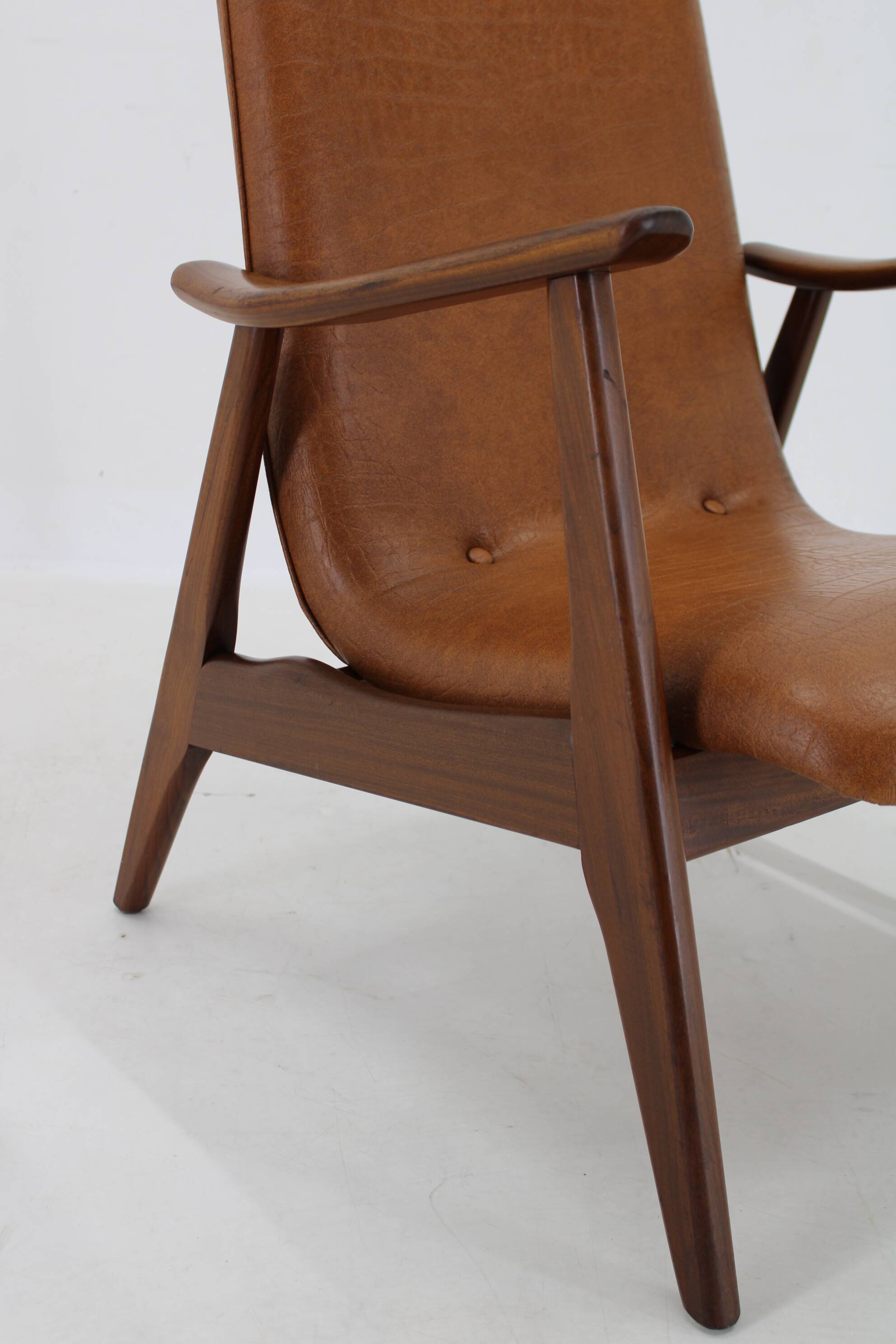 1960s Scandinavian Teak Armchair in Leatherette