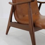 1960s Scandinavian Teak Armchair in Leatherette