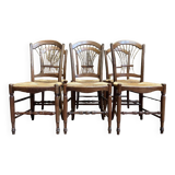 Suite de 6 chaises paillées provençales