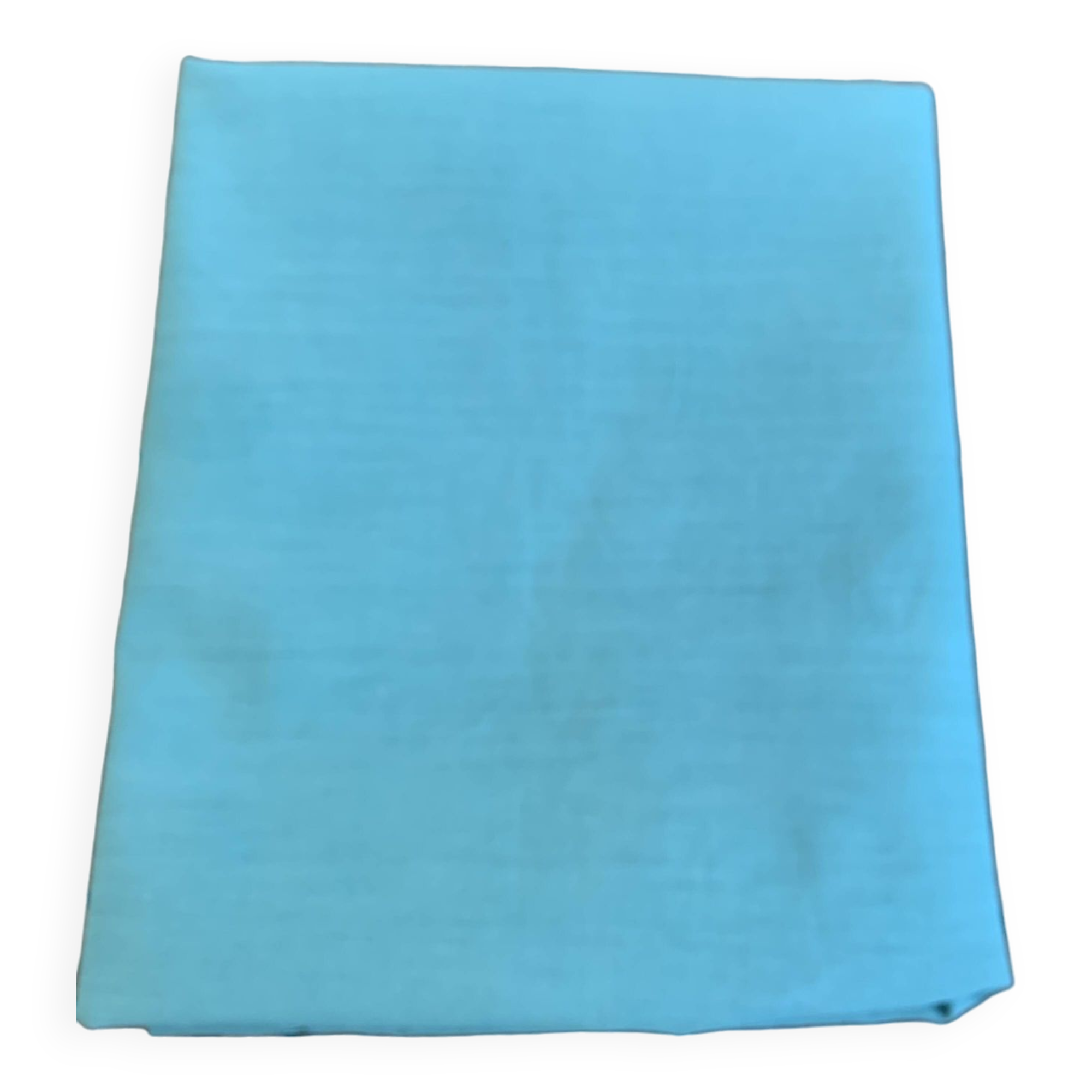 Large pillowcase, cotton linen, emerald blue tinted, border with openings, old