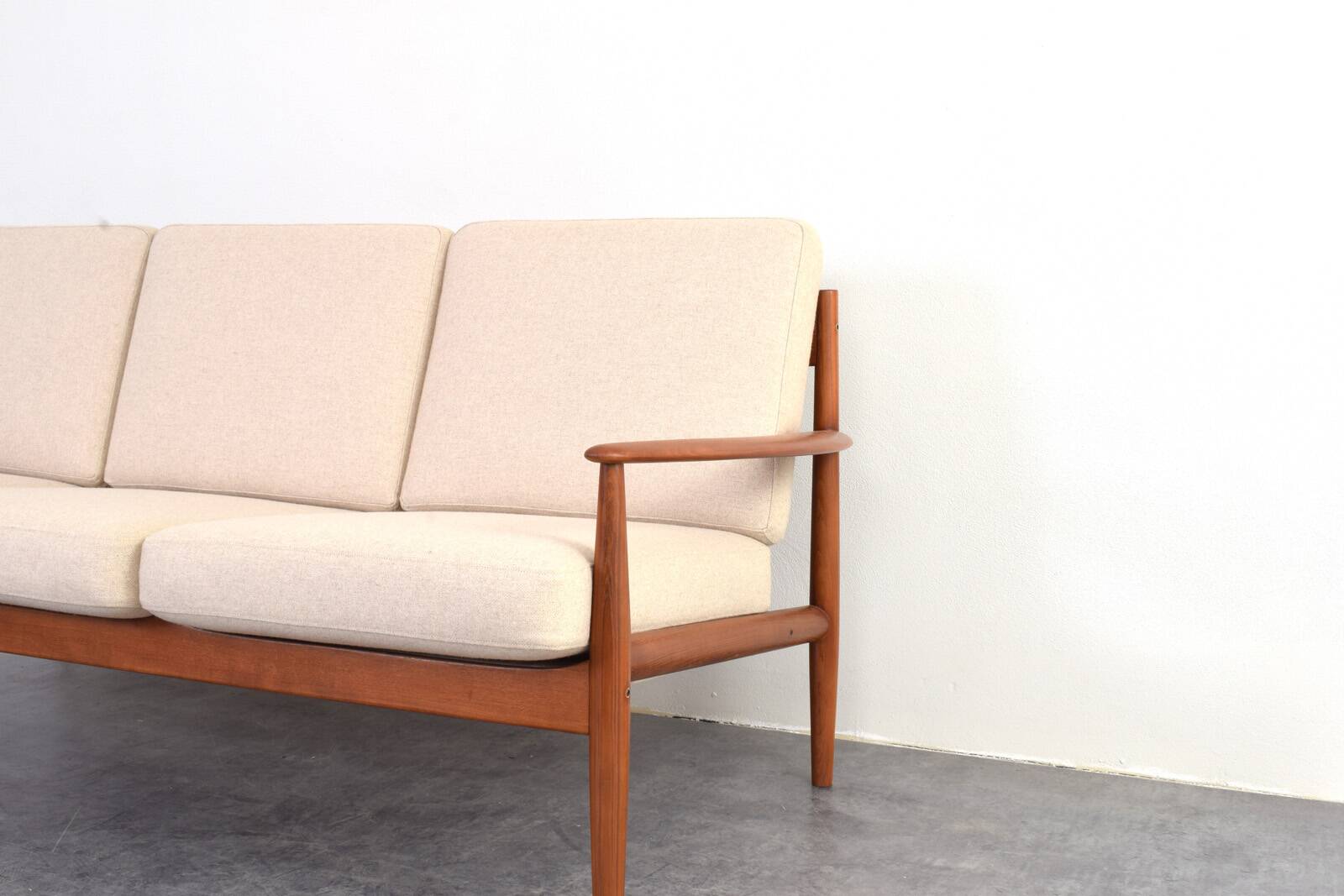 Mid-Century Danish Teak & Wool Sofa by Grete Jalk for France & Søn