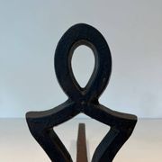 Pair of Cast Iron Chenets with Figurative Anthropomorphic Silhouette, by Raymon