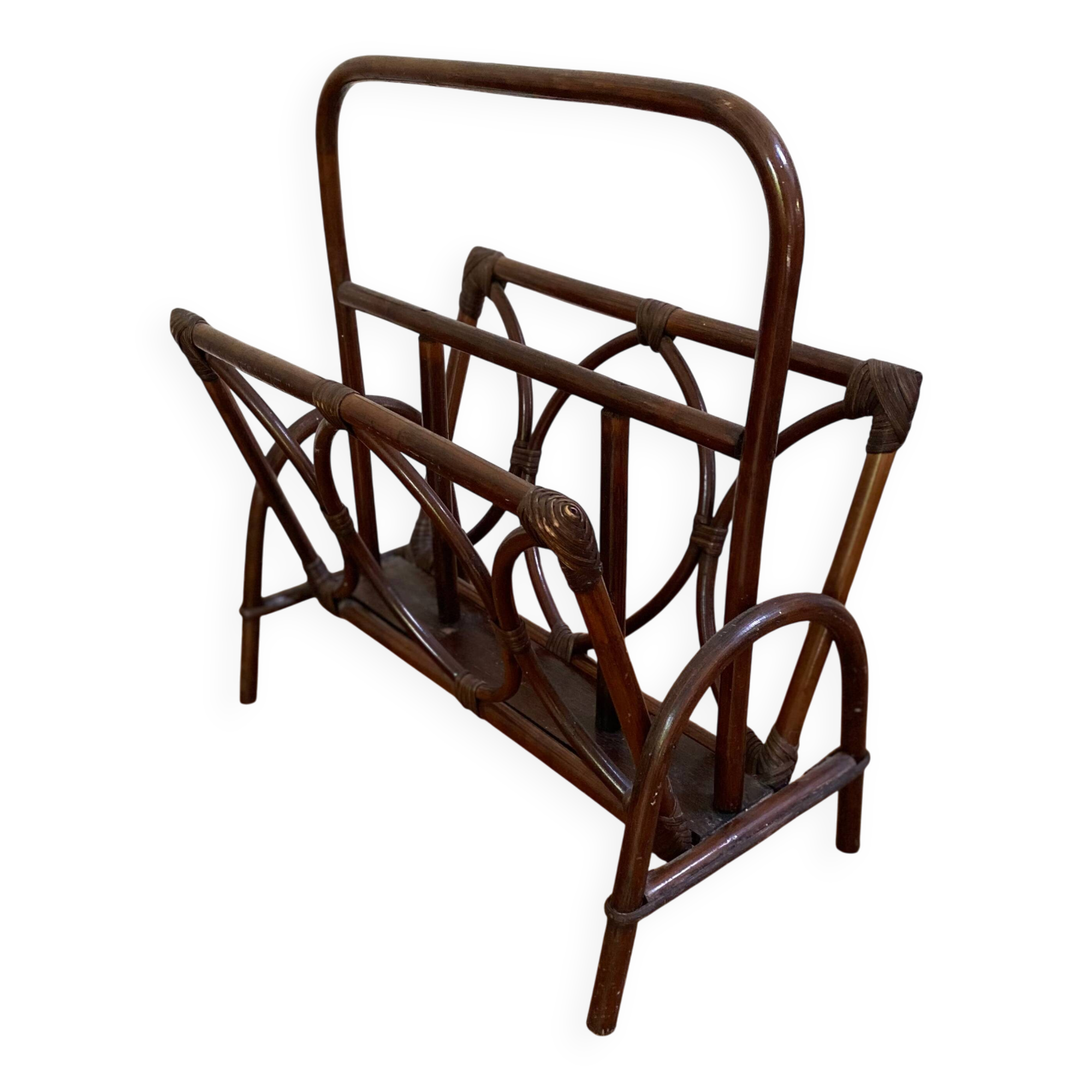 Vintage rattan magazine rack