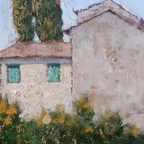 Gino Tommasi Peinture à l'huile sur panneau 1890/1942 Vue toscane