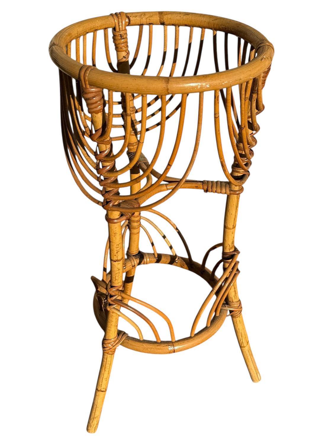 1960s rattan flower holder from France