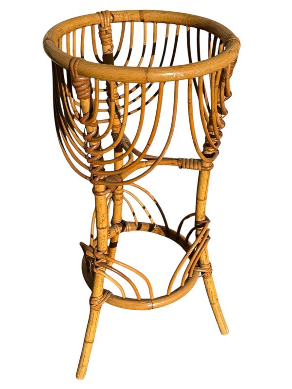 Porte fleur en rotin des années 60 France