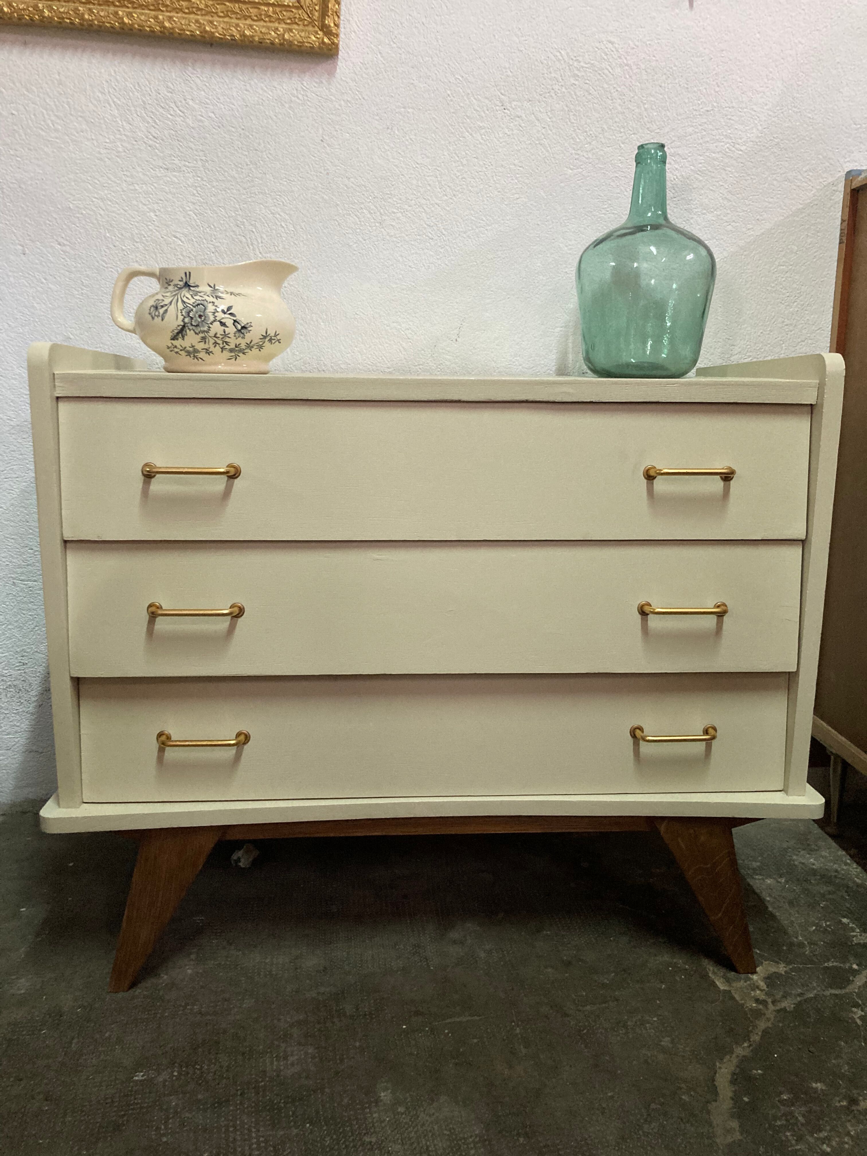 Commode vintage pieds compas