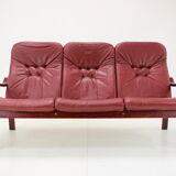1980 Three-Seater Leather Sofa, Ton Czechoslovakia