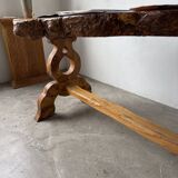 Table artisanale en orme massif, art populaire