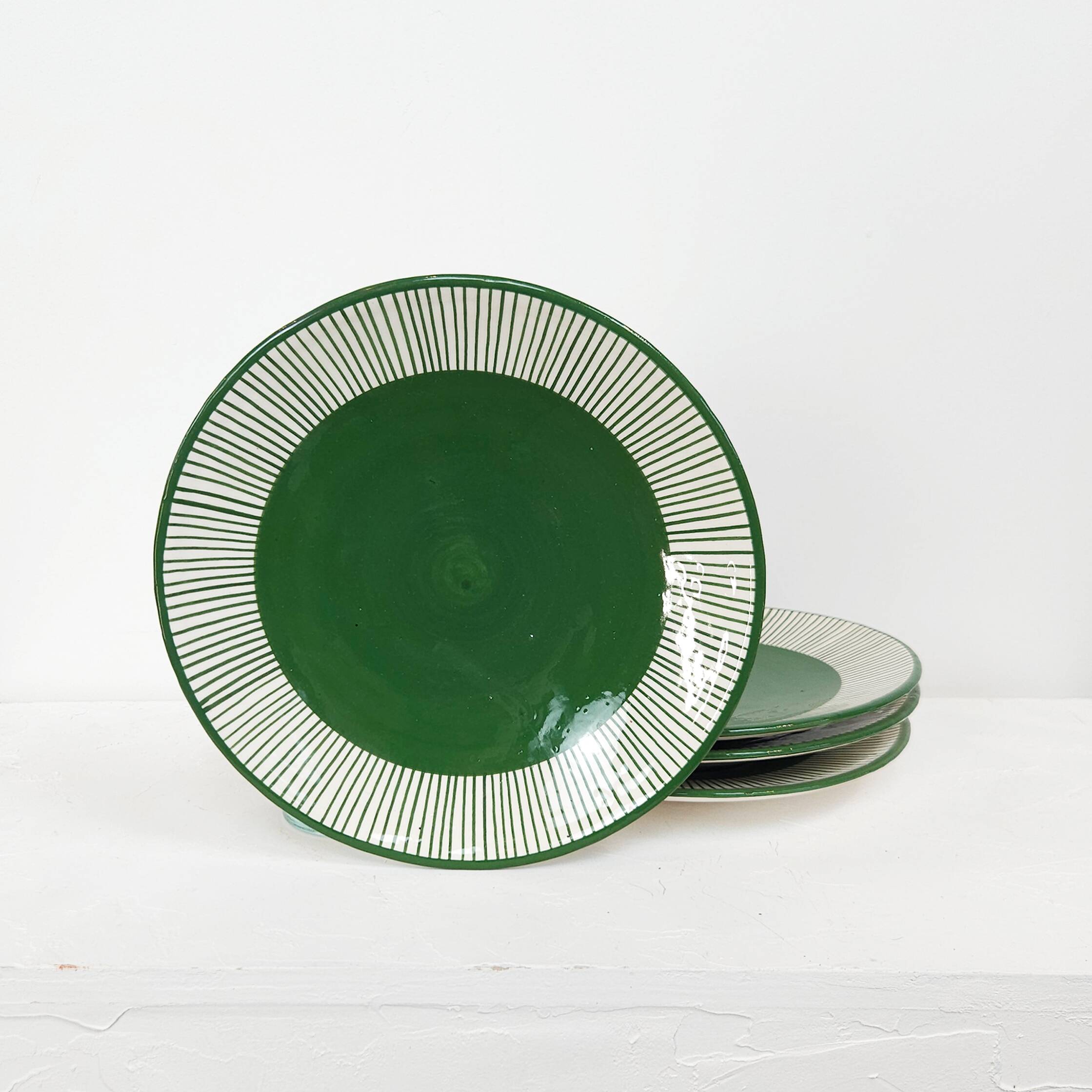 Large plate - palm border green