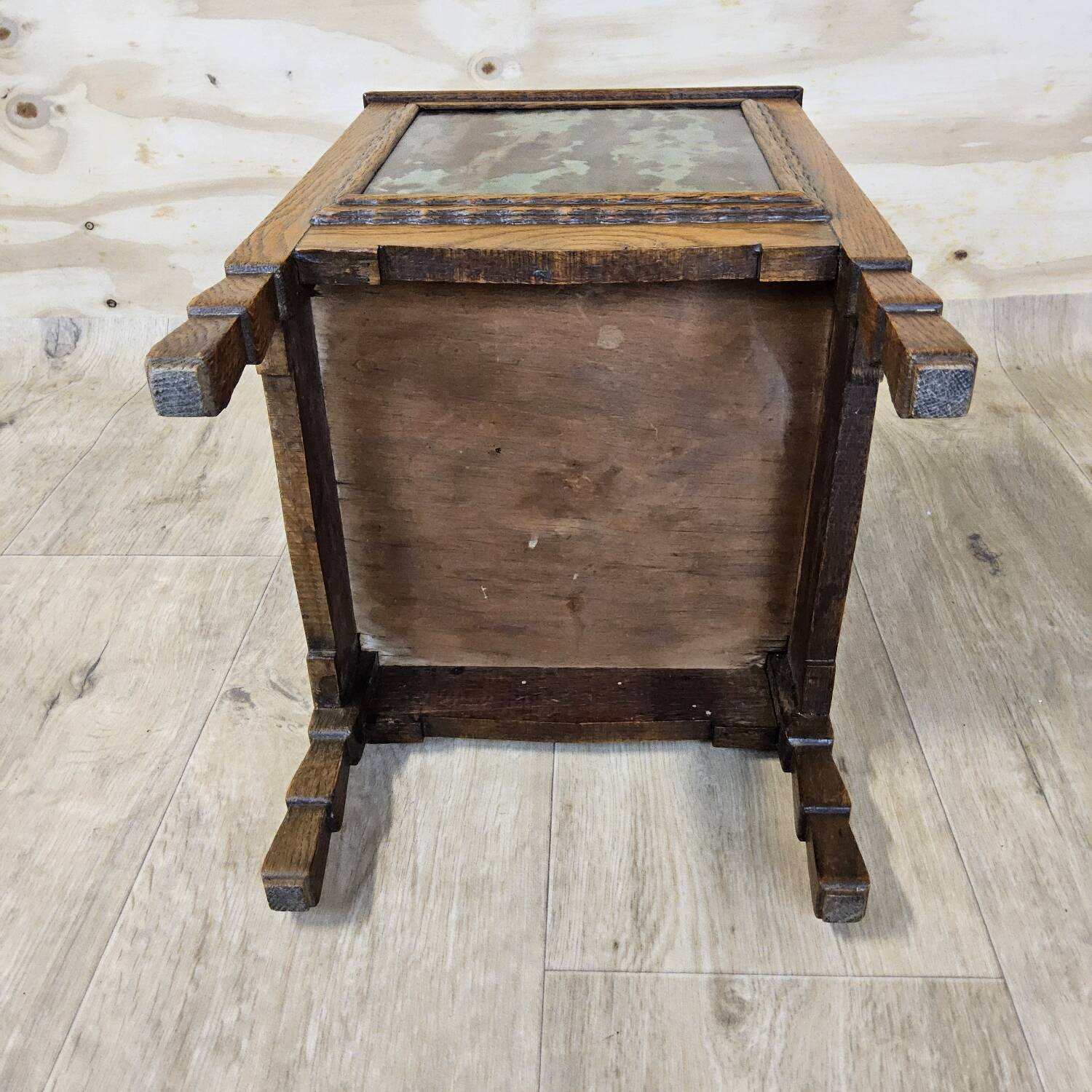 Antique Art Deco (Haagse School) planter with tiles / wood  (Holland)