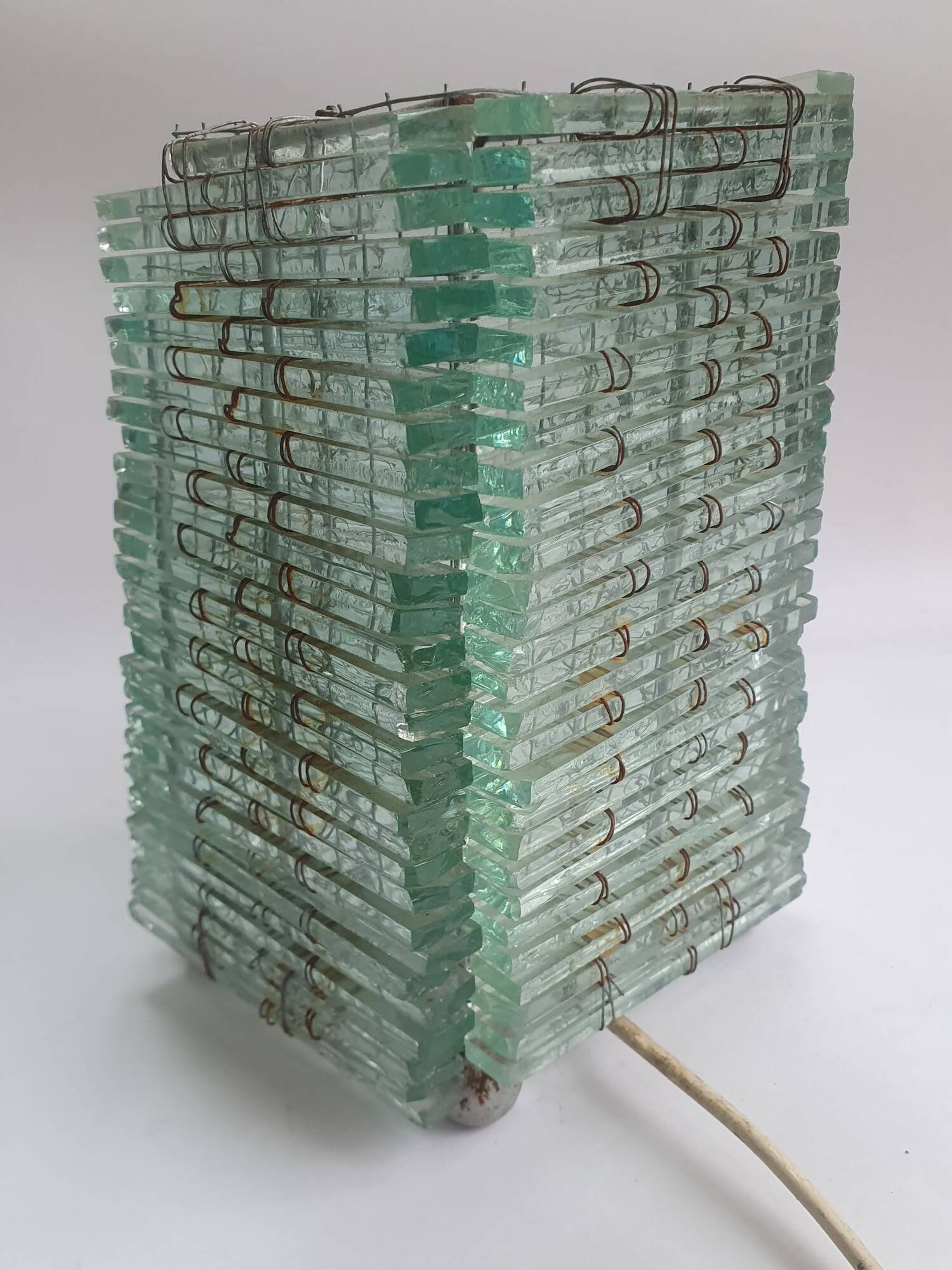 Pair of 80s glass slat lamps