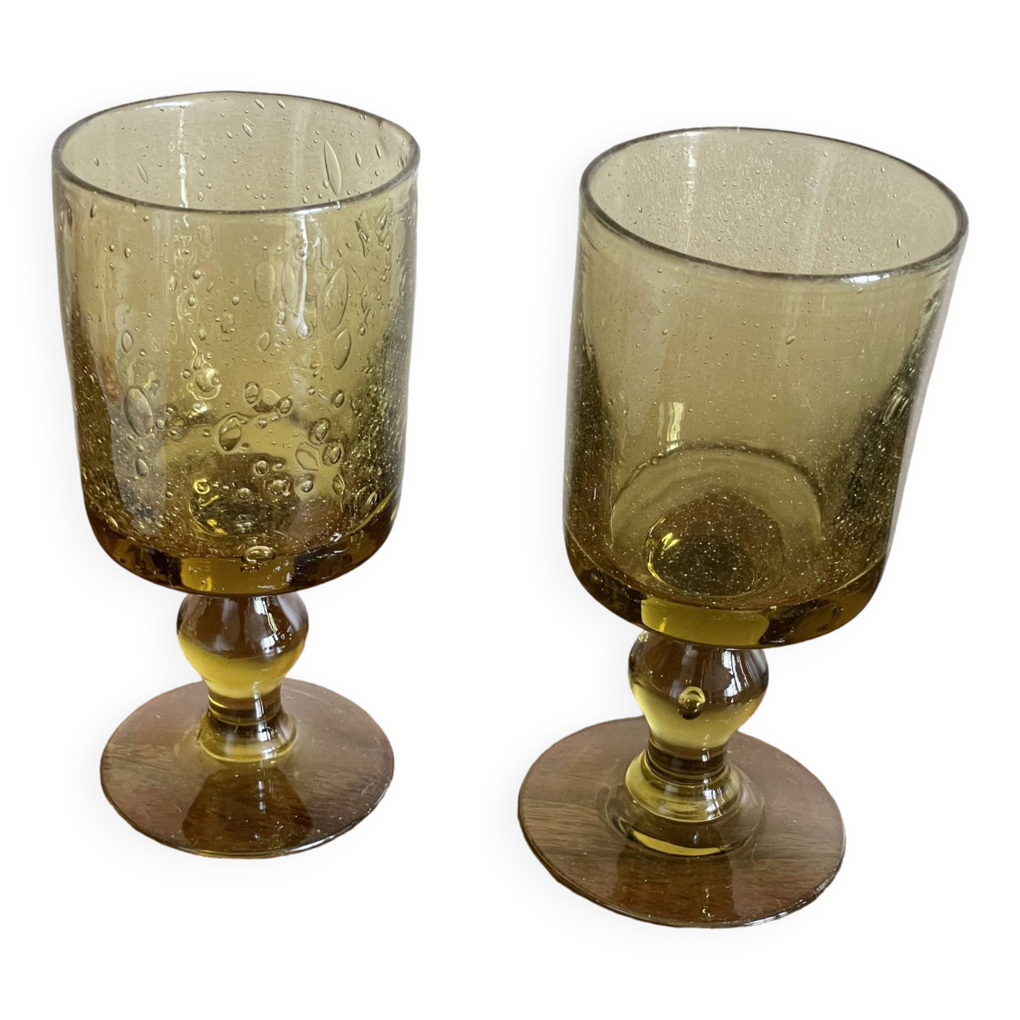 Duo of large Biot glasses