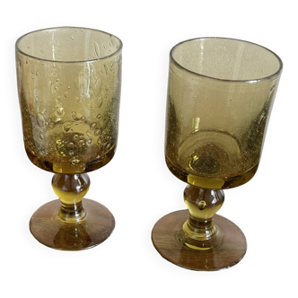 Duo of large Biot glasses