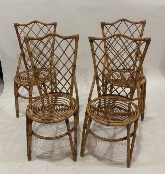 Set of 4 rattan chairs from the 60s