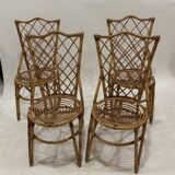 Set of 4 rattan chairs from the 60s