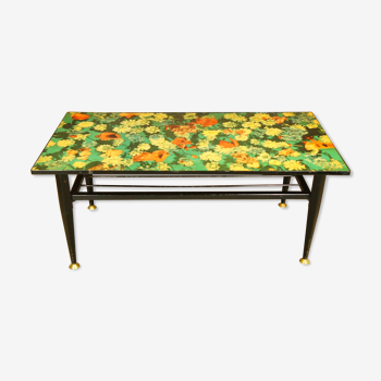 Coffee table formica flower & metal 1960
