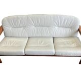 Scandinavian bench in solid teak and leather 1970