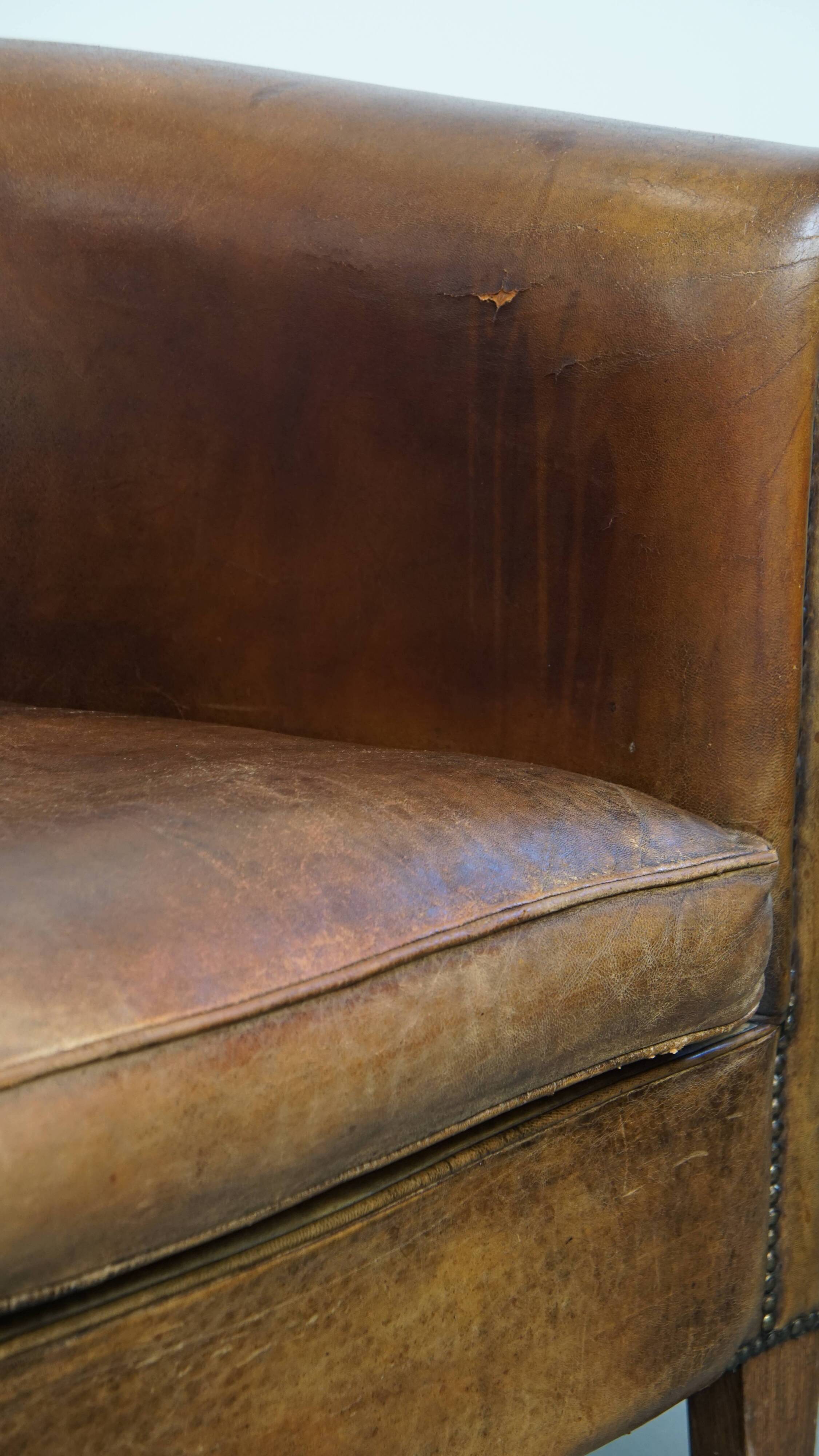 Vintage Sheepskin Leather Club Chair