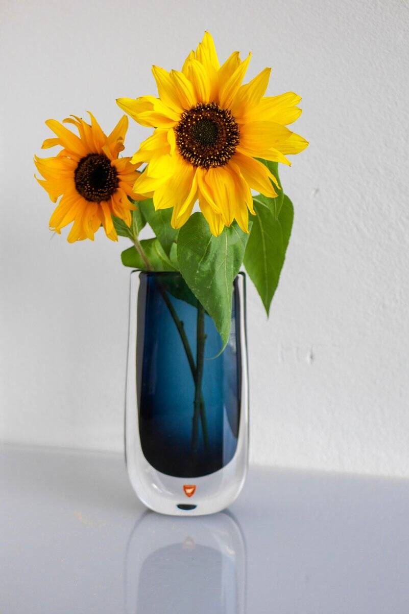Vase et coupelle en verre par Landberg pour Orrefors