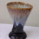 Design vase enamelled ceramic beige and Black Interior turquoise vintage 1960