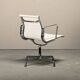 Charles & Ray Eames EA108 Dining Chair in Polished Aluminum and White leath