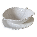 Barbotine Fruit Drainer And Its Plate In The Shape Of A White Cabbage Leaf