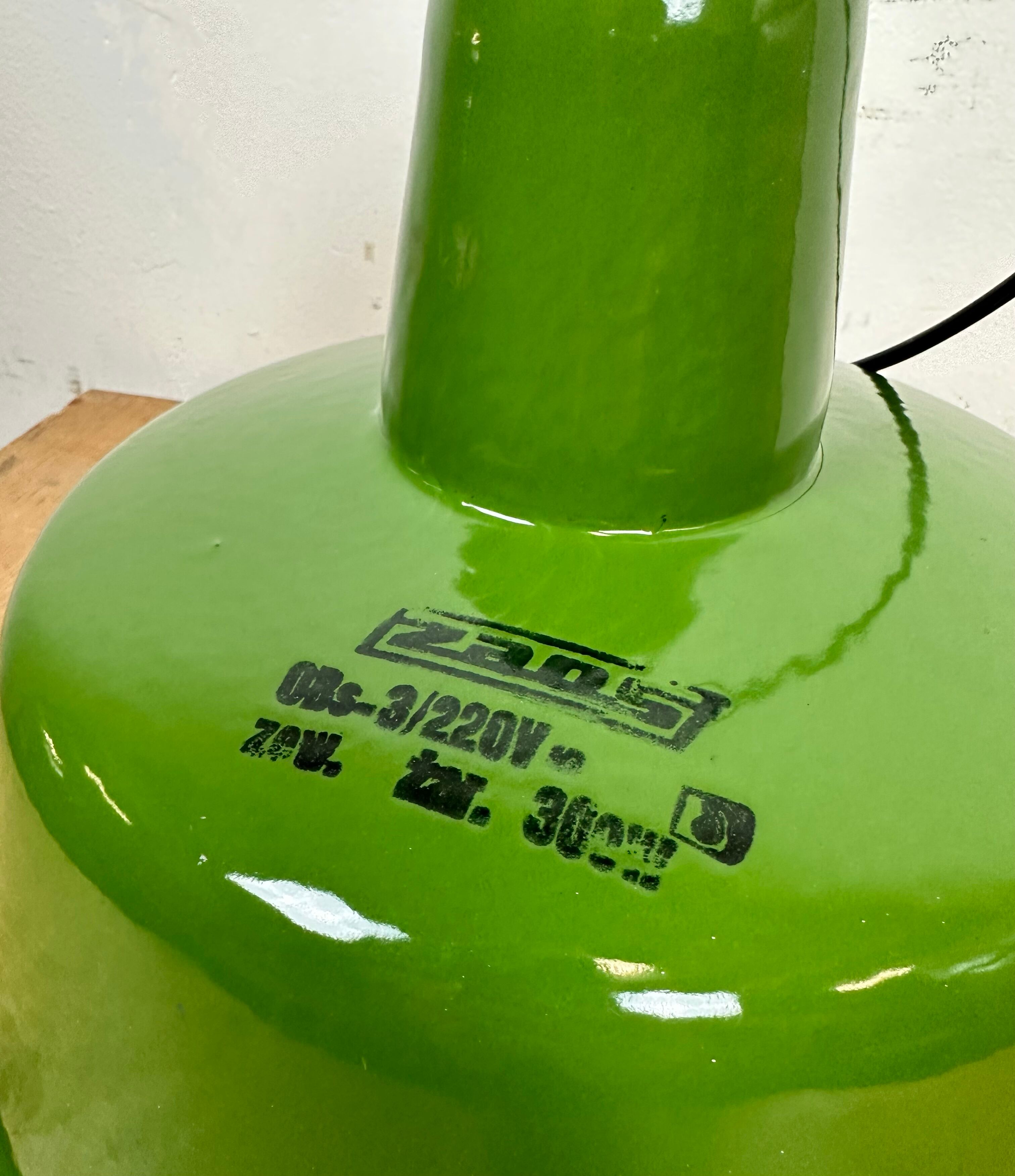 Industrial green enamel factory lamp from Zaos, 1960s
