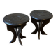 Touareg pedestal tables in wood and embossed leather
