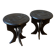 Touareg pedestal tables in wood and embossed leather